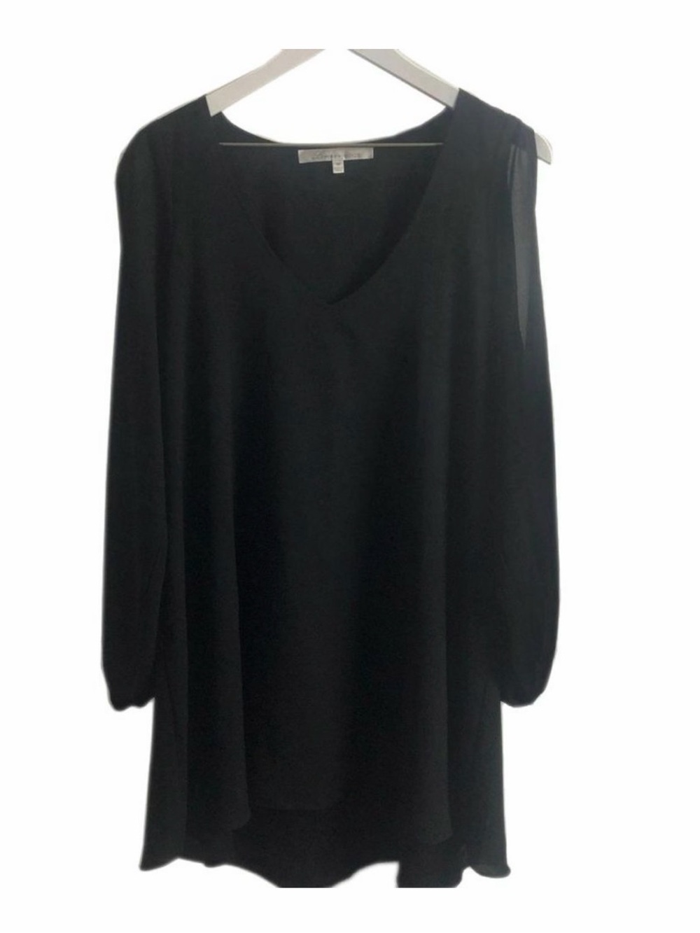 Lovers + Friends Black Long Sleeve V-Neck Shift Dress Medium